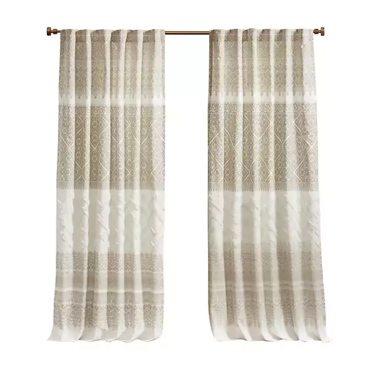 Kirklands Home Mila Horizontal Stripe Curtain Panel, 84 in. Tan Discount