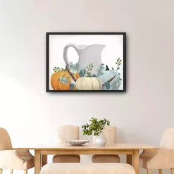 Fall>Kirklands Home Milk Jug Pumpkins Framed Canvas Art Print White