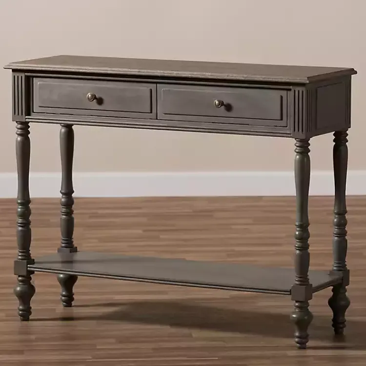 Kirklands Home Mindi Wood Rustic Farmhouse Console Table Gray