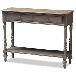 Kirklands Home Mindi Wood Rustic Farmhouse Console Table Gray