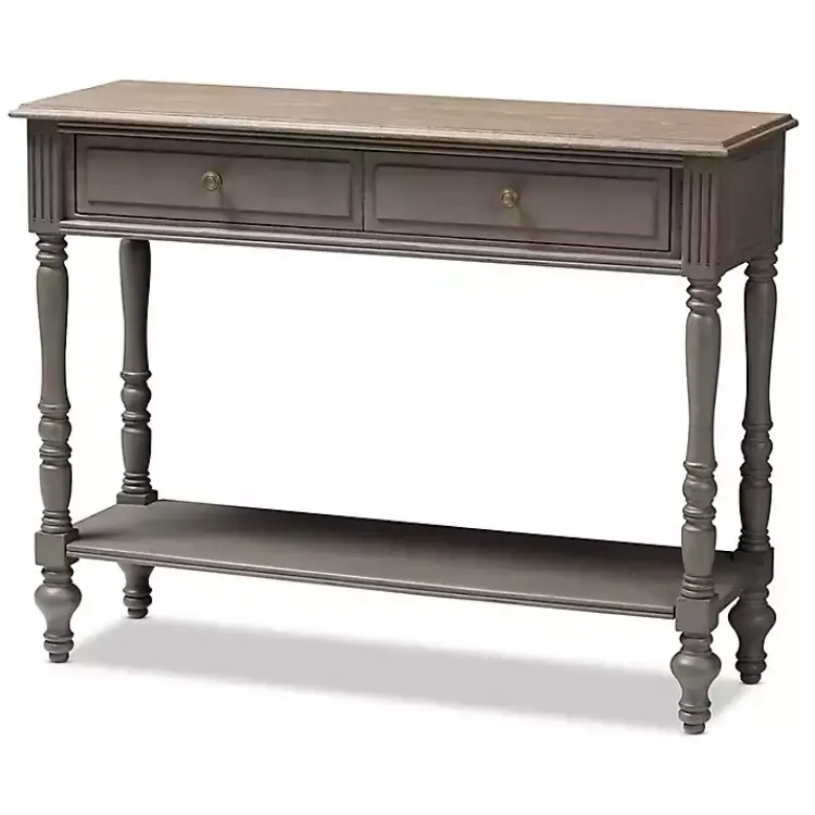 Kirklands Home Mindi Wood Rustic Farmhouse Console Table Gray