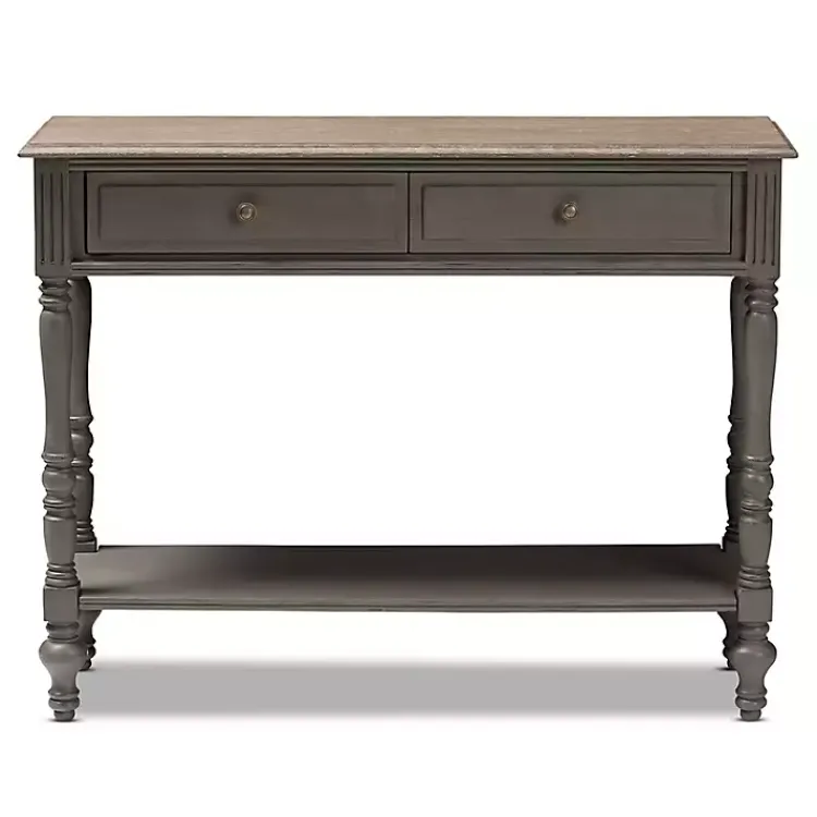 Kirklands Home Mindi Wood Rustic Farmhouse Console Table Gray