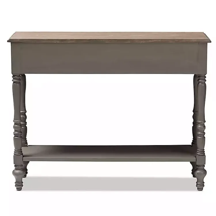 Kirklands Home Mindi Wood Rustic Farmhouse Console Table Gray