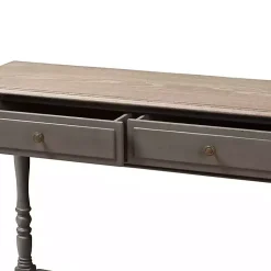 Kirklands Home Mindi Wood Rustic Farmhouse Console Table Gray