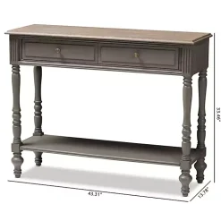 Kirklands Home Mindi Wood Rustic Farmhouse Console Table Gray