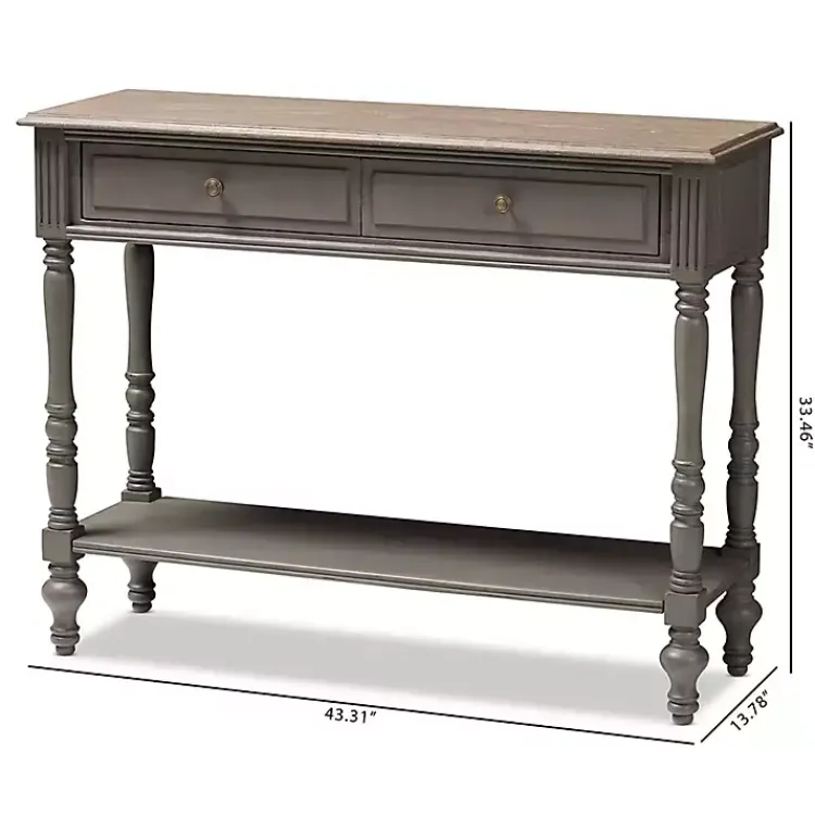 Kirklands Home Mindi Wood Rustic Farmhouse Console Table Gray
