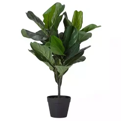 Trees & Topiaries>Kirklands Home Mini Fiddle Leaf Fig Tree in Black Pot