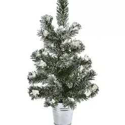 Christmas Arrangements & Garland>Kirklands Home Mini Pine Trees in Tin Planters, Set of 2 Green