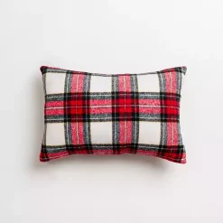 Pillows>Kirklands Home Mini Plaid Ho Ho Ho Christmas Pillow Red