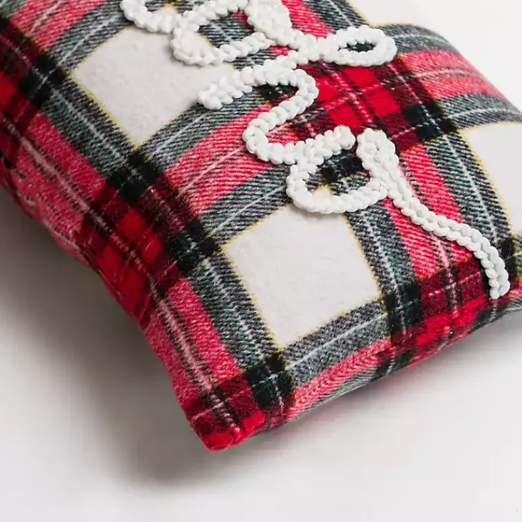 Pillows>Kirklands Home Mini Plaid Ho Ho Ho Christmas Pillow Red