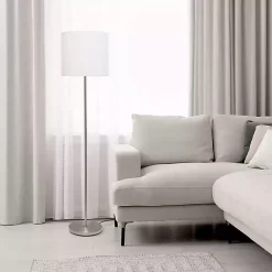 Kirklands Home Minimal Brushed Nickel Stem Floor Lamp White Discount