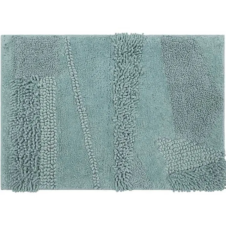 Kirklands Home Mint Asymmetrical Cotton Bath Mat, 60 in. Blue