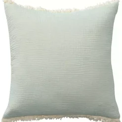 Pillows>Kirklands Home Mint Gauze Organic Fringe Throw Pillow Green