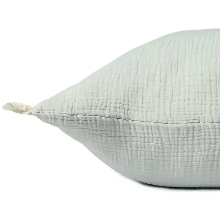 Pillows>Kirklands Home Mint Gauze Organic Fringe Throw Pillow Green