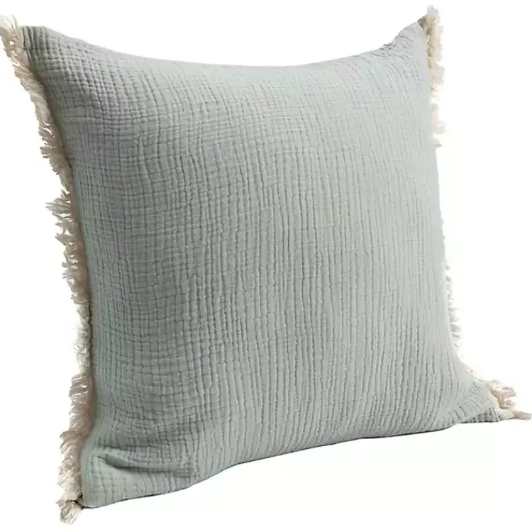Pillows>Kirklands Home Mint Gauze Organic Fringe Throw Pillow Green