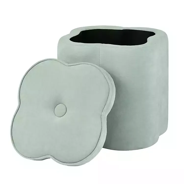 Kirklands Home Mint Chenille Flower Storage Ottoman Green Online