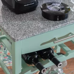 Kirklands Home Mint Rolling Kitchen Cart with Granite Top Green Discount