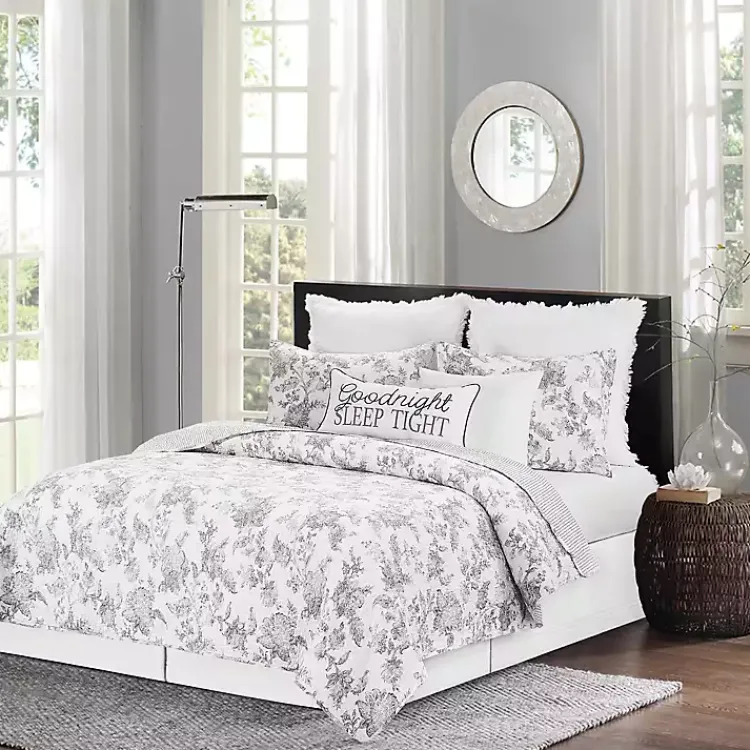 Kirklands Home Miriam Floral & Stripe 3-pc. King Quilt Set New