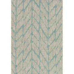 Kirklands Home Mist and Aqua Chevron Outdoor Area Rug, 5x7