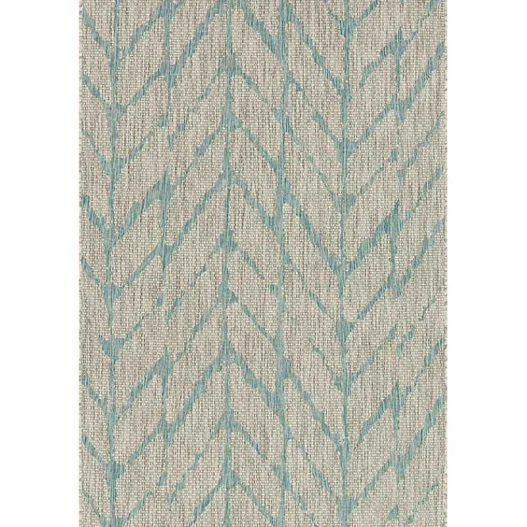 Kirklands Home Mist and Aqua Chevron Outdoor Area Rug, 5x7
