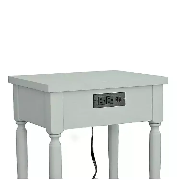 Kirklands Home Mist Rectangle Accent Table with Charging Station Green Online