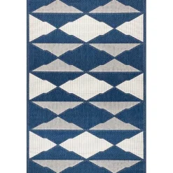 Kirklands Home Mitchell Blue Geo Diamonds Outdoor Rug, 5x8 Sale