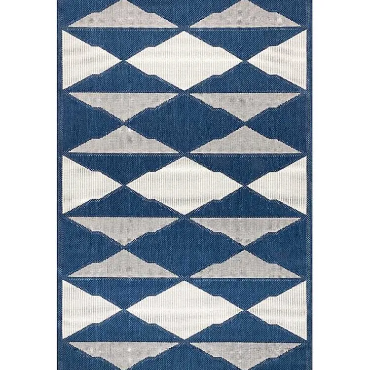 Kirklands Home Mitchell Blue Geo Diamonds Outdoor Rug, 8x10 Hot
