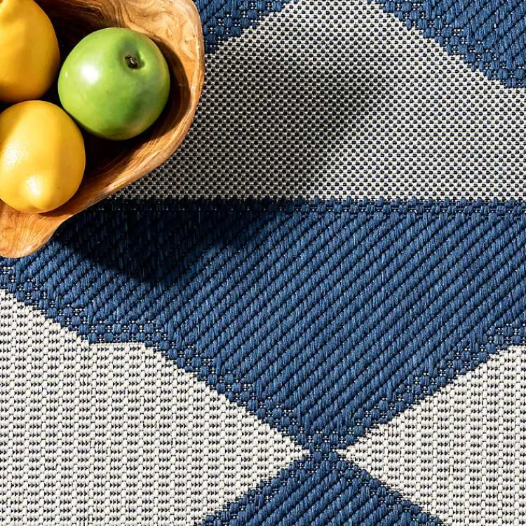 Kirklands Home Mitchell Blue Geo Diamonds Outdoor Rug, 8x10 Hot