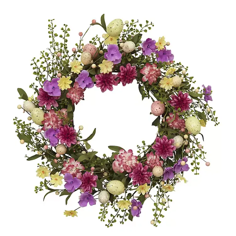 Easter Decorations>Kirklands Home Mixed Floral and Easter Egg Wreath Multi