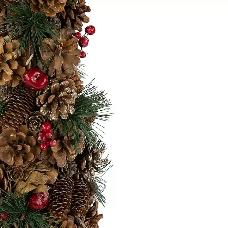 Christmas Decorations>Kirklands Home Mixed Foliage and Apple Cone Christmas Tree Brown