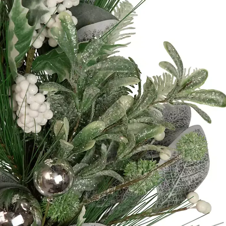 Christmas Wreaths>Kirklands Home Mixed Foliage and White Berry Wreath Green