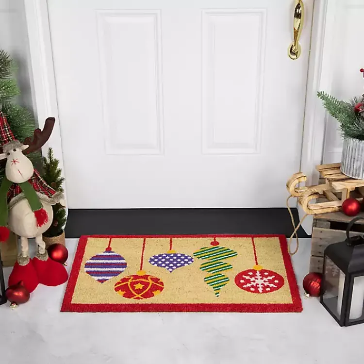 Outdoor Christmas Decorations>Kirklands Home Mixed Ornaments Christmas Doormat
