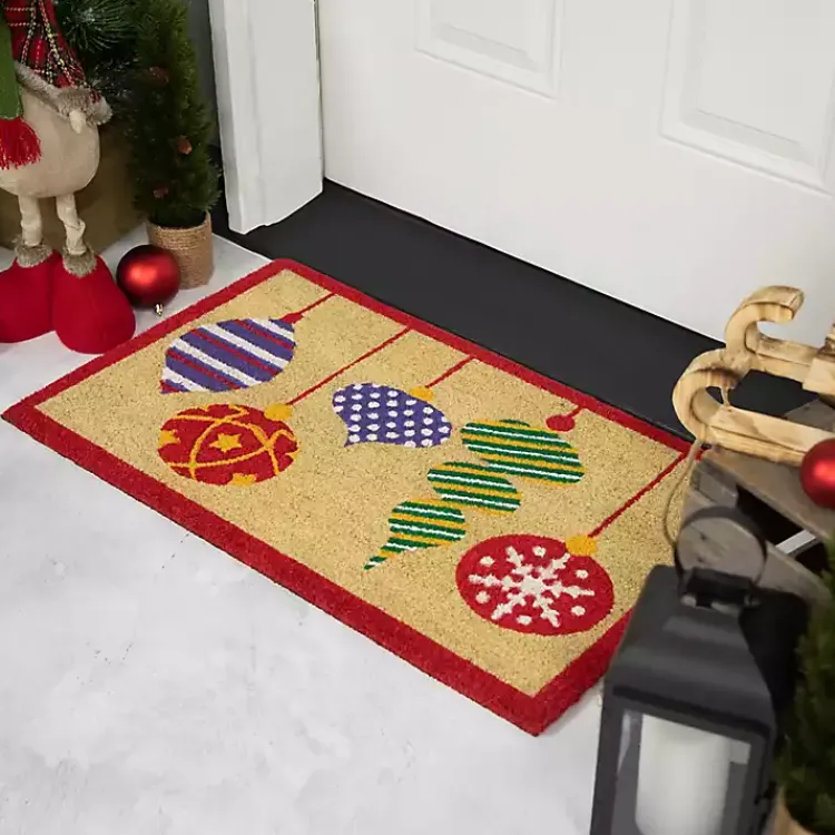 Outdoor Christmas Decorations>Kirklands Home Mixed Ornaments Christmas Doormat