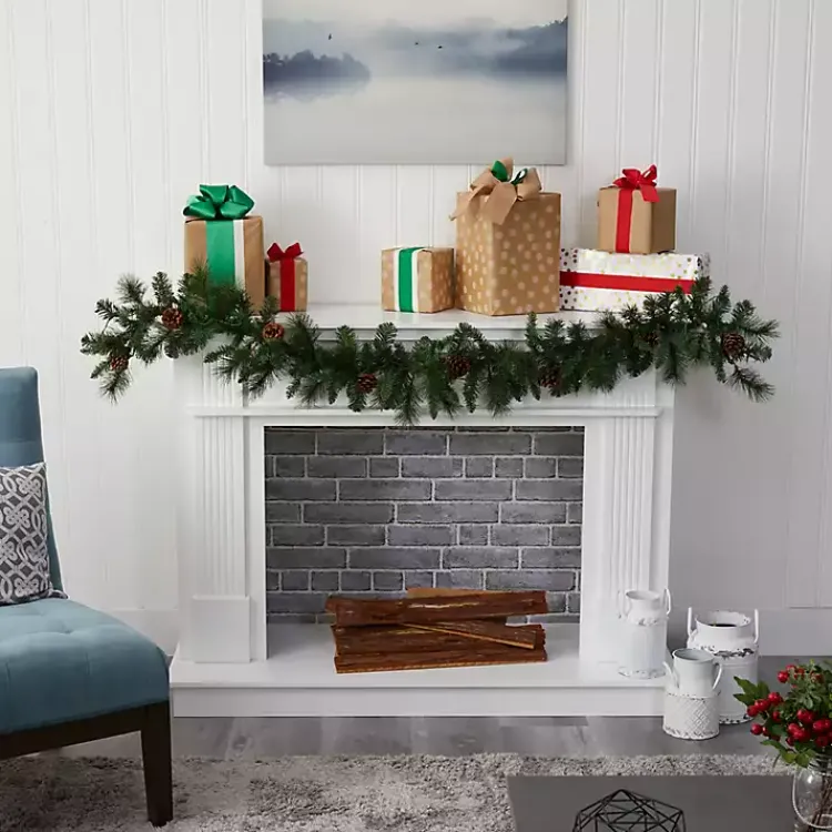 Arrangements & Greenery>Kirklands Home Mixed Pine Clear LED Lighted Garland Green