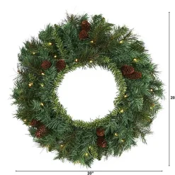 Christmas Wreaths>Kirklands Home Mixed Pine Clear LED Wreath, 20 in. Green