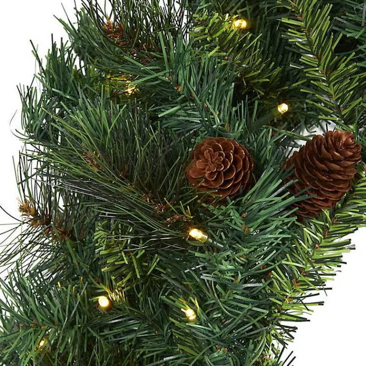 Christmas Wreaths>Kirklands Home Mixed Pine Clear LED Wreath, 20 in. Green