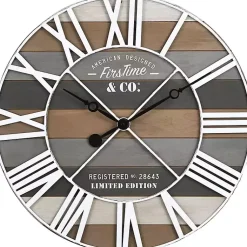 Kirklands Home Mixed Planks and White Wooden Wall Clock
