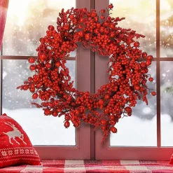 Christmas Wreaths>Kirklands Home Mixed Berry Wreath Red