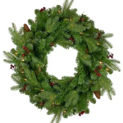 Christmas Wreaths>Kirklands Home Mixed Winterberry Pinecone Pre-Lit Wreath