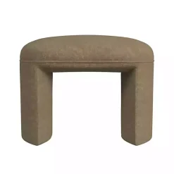 Kirklands Home Mocha Oval Upholstered Ottoman Brown New