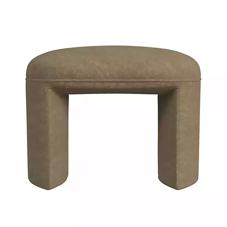 Kirklands Home Mocha Oval Upholstered Ottoman Brown New