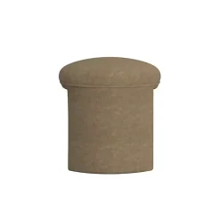Kirklands Home Mocha Oval Upholstered Ottoman Brown New