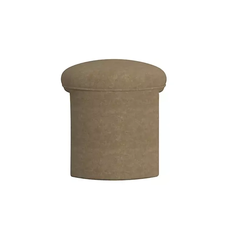 Kirklands Home Mocha Oval Upholstered Ottoman Brown New