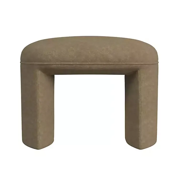 Kirklands Home Mocha Oval Upholstered Ottoman Brown New