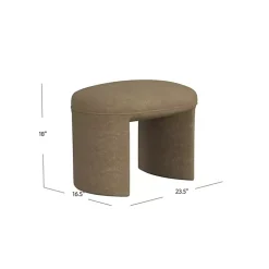 Kirklands Home Mocha Oval Upholstered Ottoman Brown New