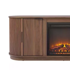 Kirklands Home Mocha Reeded Fireplace Media Cabinet Brown New
