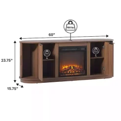 Kirklands Home Mocha Reeded Fireplace Media Cabinet Brown New