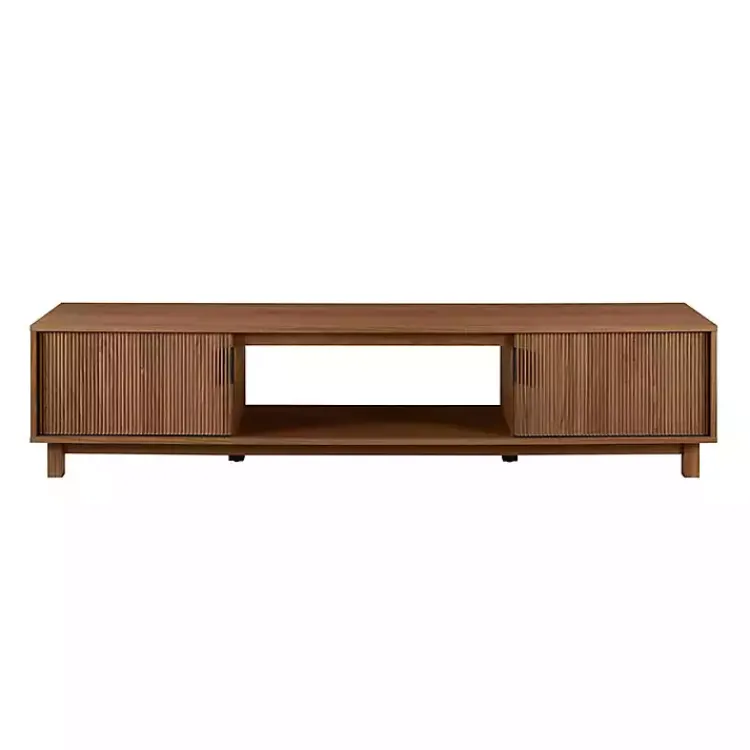 Kirklands Home Mocha Wood Fluted 2-Door TV Stand Brown Online