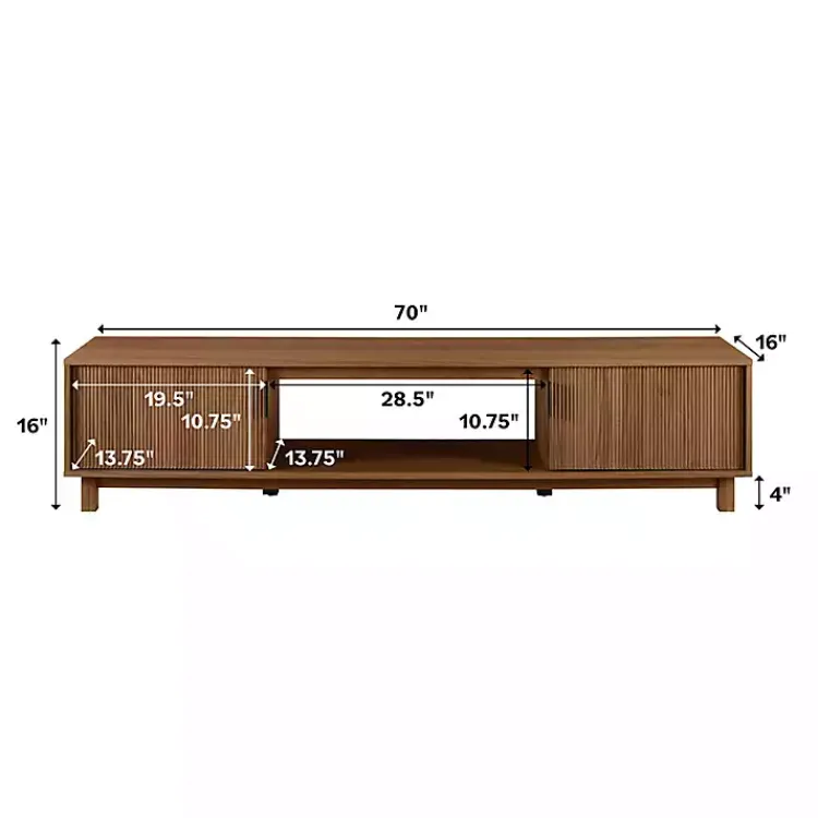 Kirklands Home Mocha Wood Fluted 2-Door TV Stand Brown Online