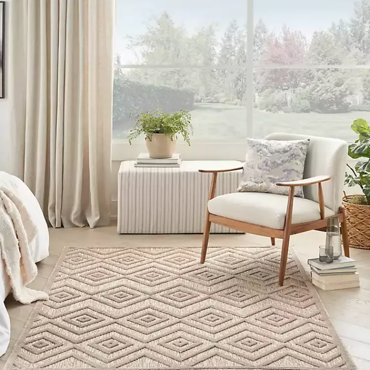 Kirklands Home Mocha Diamond Outdoor Area Rug, 6x9 New